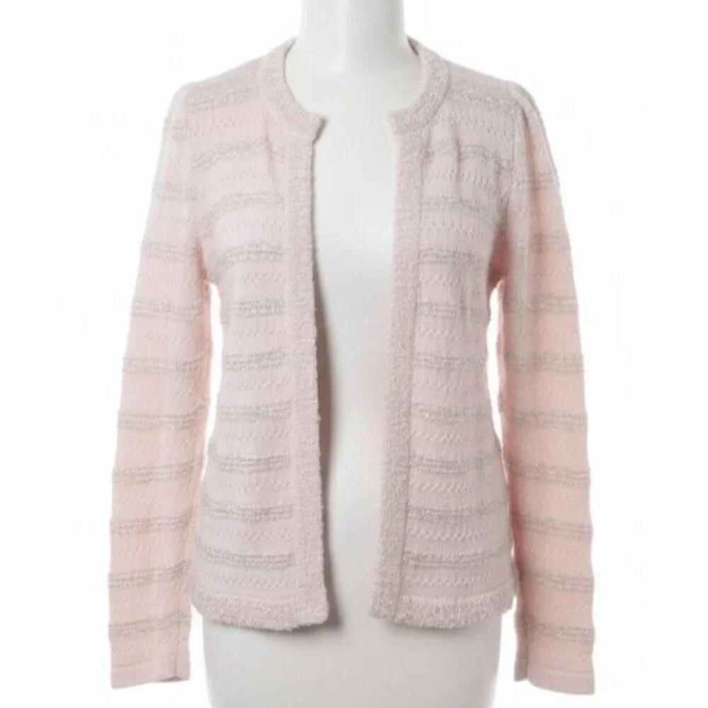 Ann Taylor Factory Textured Knit Jacket Blush‎ Coquette Parisian Chic Size Small